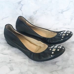 J. Crew Cece Pyramid-Studded Black Leather 7.5